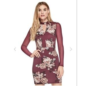 Y2K Guess Whitney Mesh Inset Mini Dress Color Regal Plum Multicolor Size XS